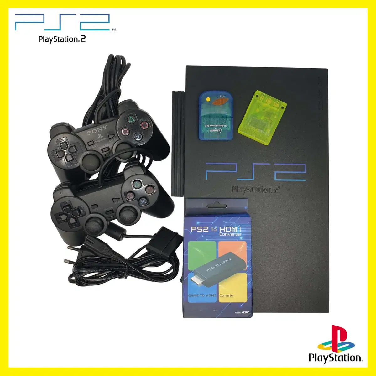 플스2 PS2+패드2개+메모리카드+PS2 to HDMI 컨버터+전원선