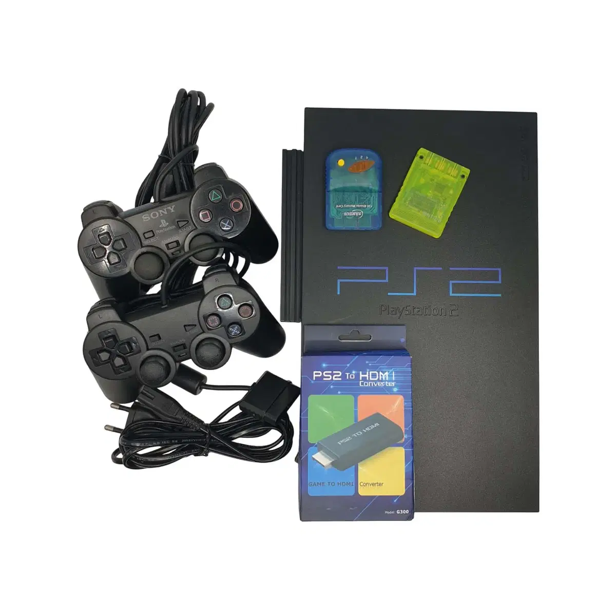 플스2 PS2+패드2개+메모리카드+PS2 to HDMI 컨버터+전원선