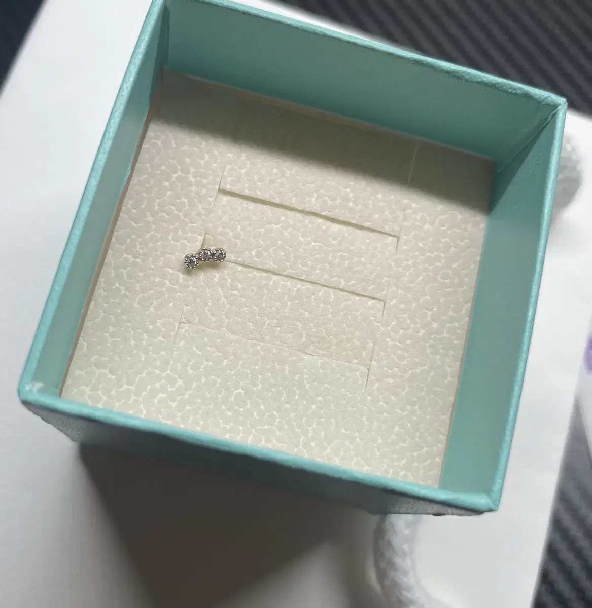 14k 커브 쓰리 큐빅 피어싱 바길이4mm