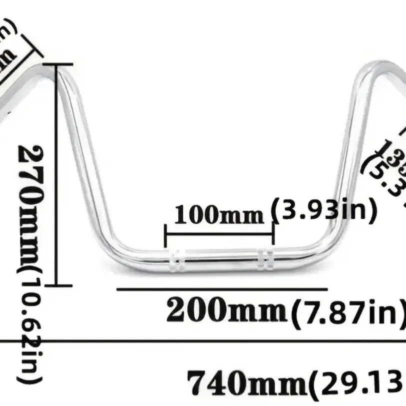 유니버설 오토바이 팻 바 바버 커스텀 높이 27cm 두깨 1"(25mm)