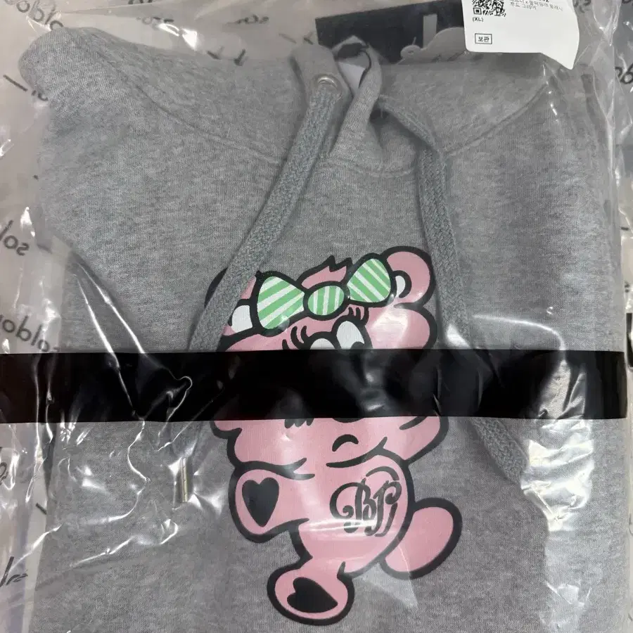 베르디 x 블랙핑크 플러시 후드 그레이 L xL