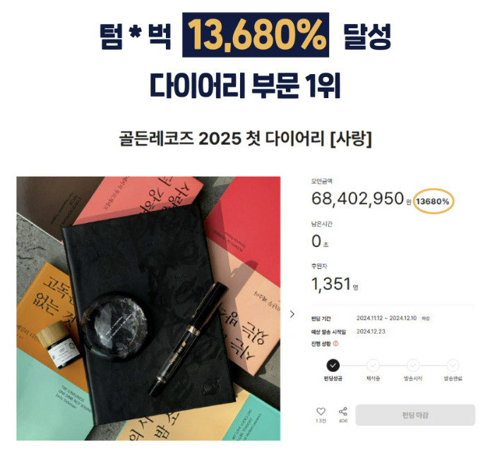 골든레코즈 다이어리(만년필 내지) 2025년 1-3월 팝니다.