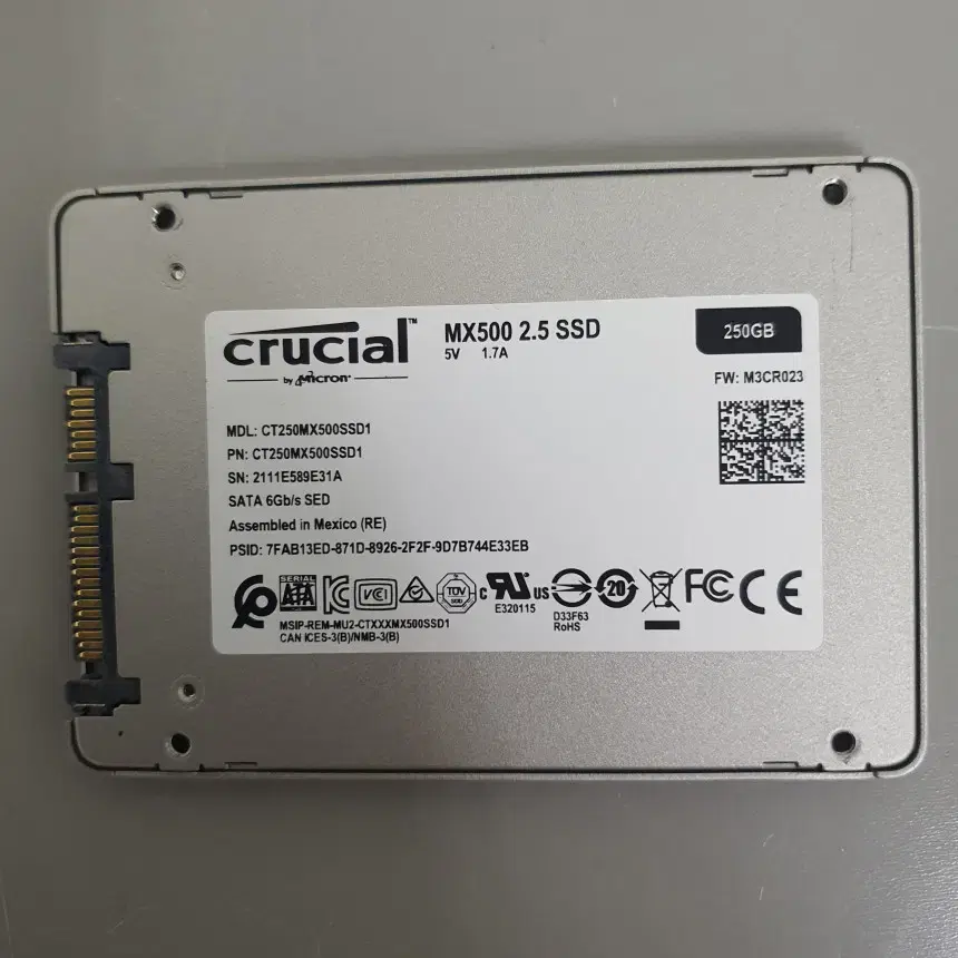 [무료배송] 중고 마이크론 크루셜 MX500 250GB SSD