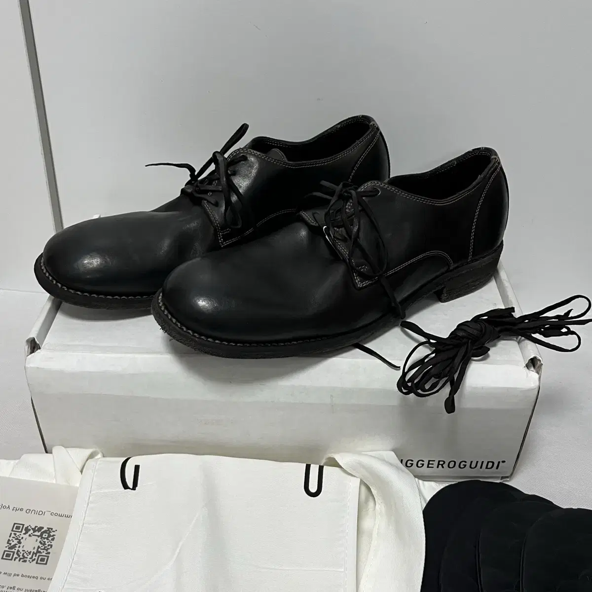 (New Product) [43] GUIDI 992X Derby Shoes/Dark Brown