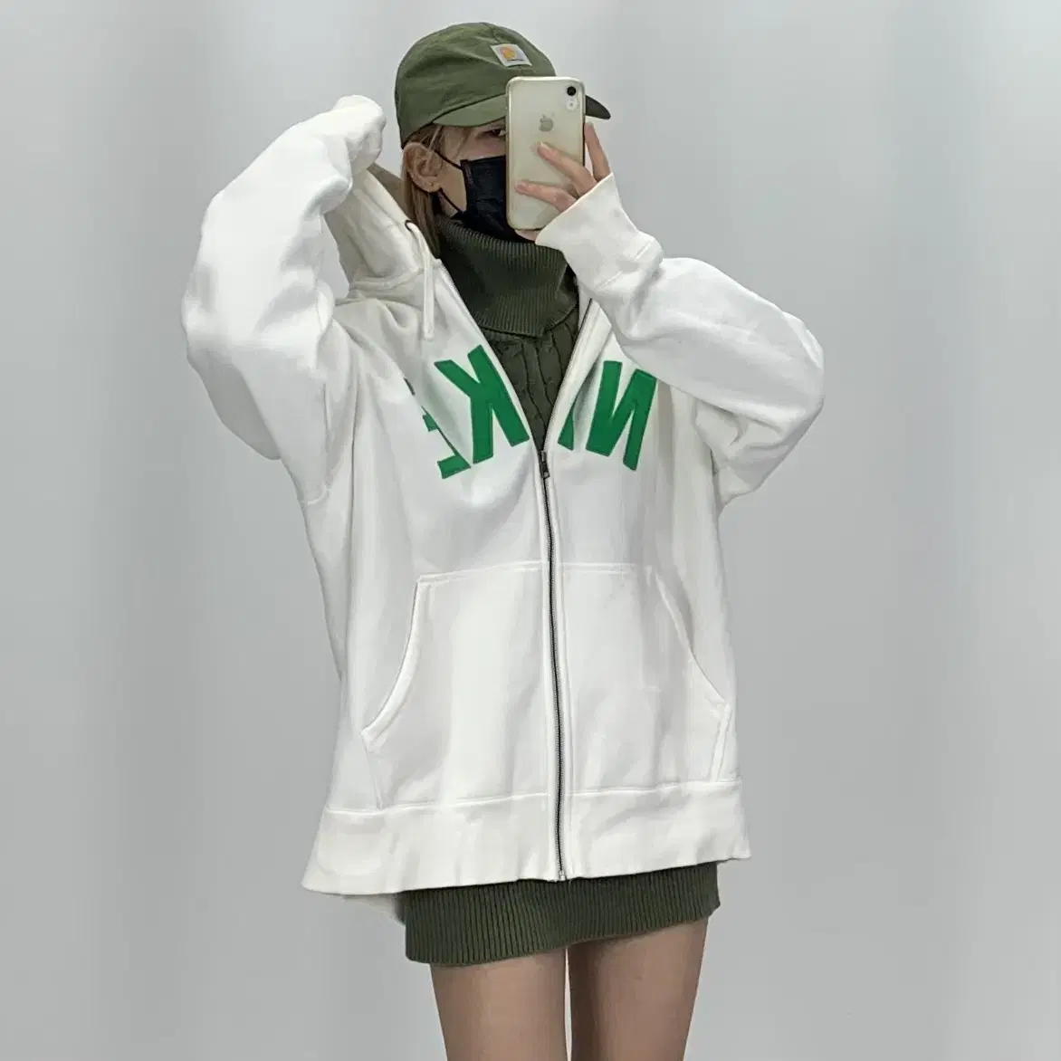 [4XL]나이키 빅로고 화이트 후드집업 CK8752