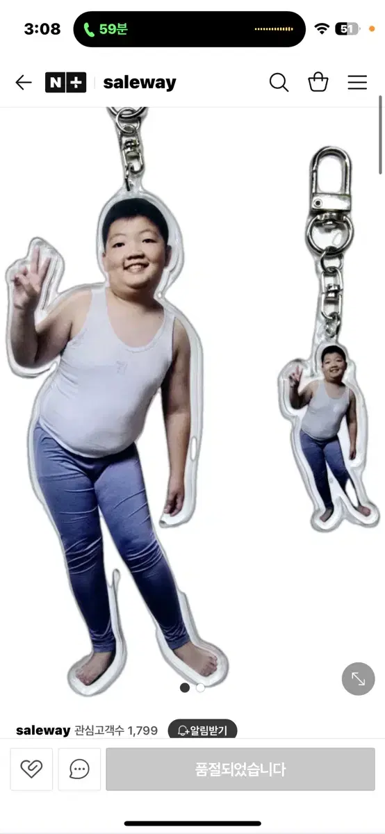 Mega-sized keyring with a beautiful man on it