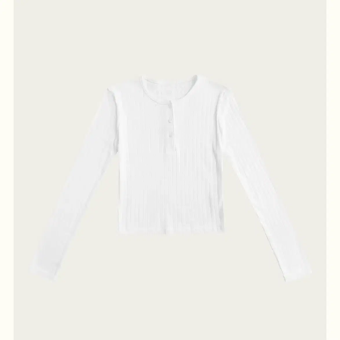 리본빛 Eyelet Button T-shirt - Ivory