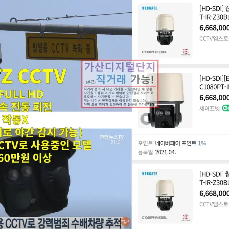 4채널 FHD PTZ CCTV 스피드돔, 녹화기 세트