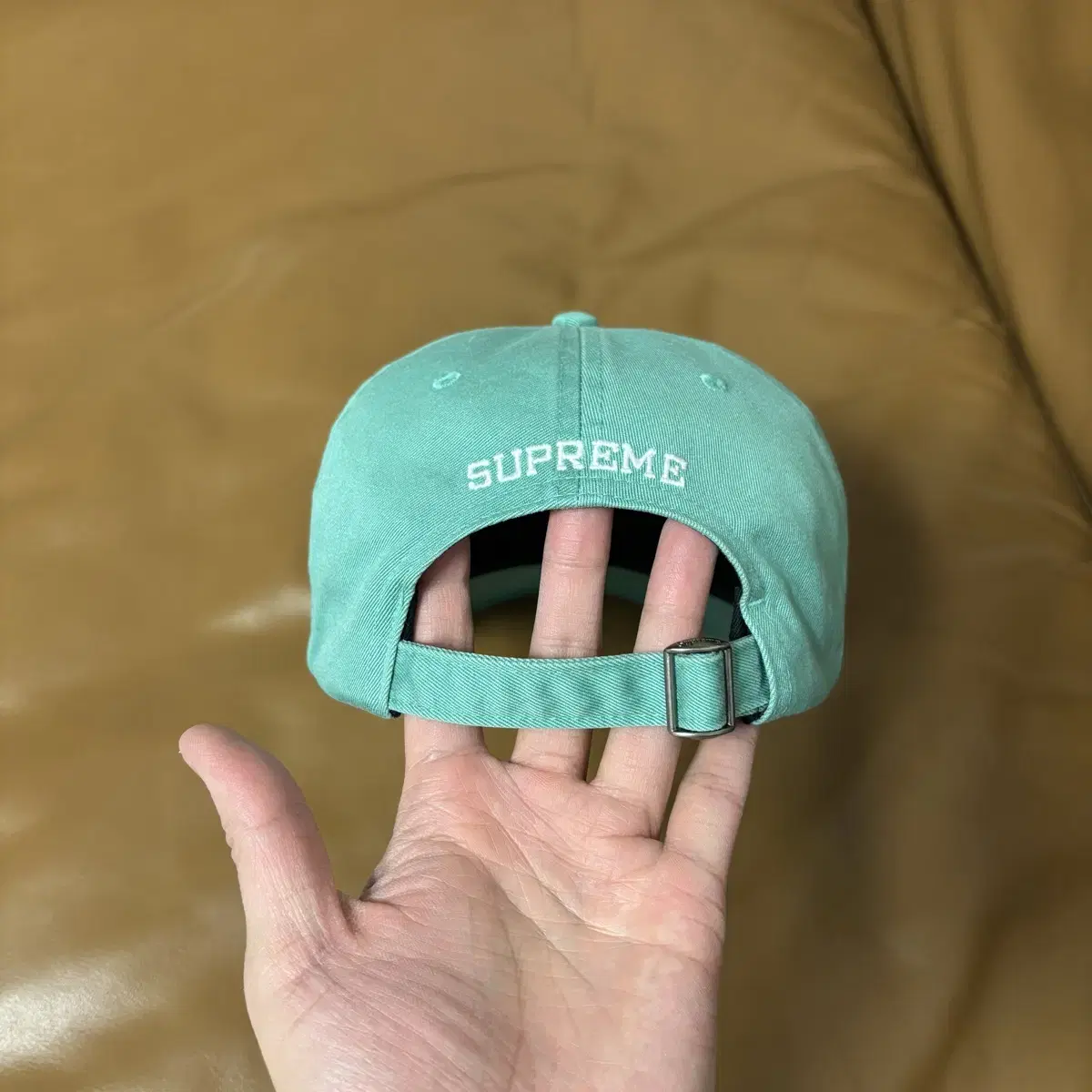 Supreme 슈프림 리버스 로고 6패널 볼캡 모자 Washed Mint