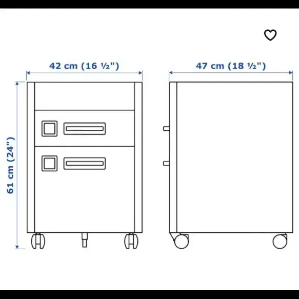 (사용감 적음)이케아 IKEA 이도센 고급 이동식 철제서랍장(디크그레이)