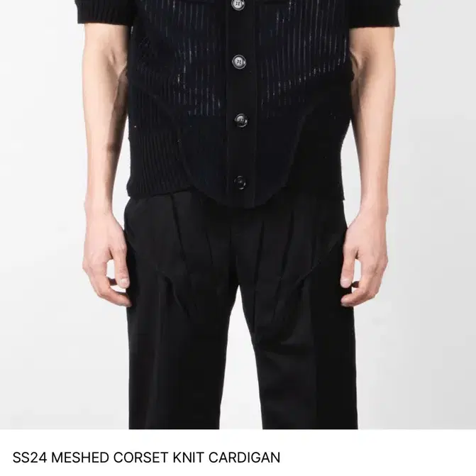 JUNTAE KIM MESHED CORSET KNIT CARDIGAN