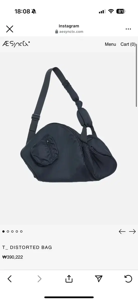 AESYNCTX : 에이시넥틱스 DISTORTED BAG BLACK