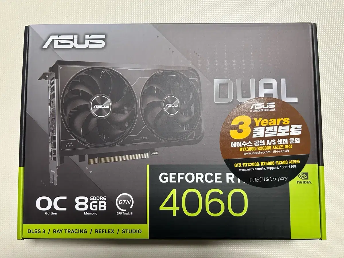 ASUS DUAL 지포스 RTX 4060 O8G OC D6 8GB