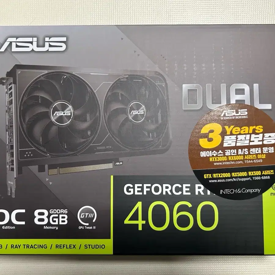 ASUS DUAL 지포스 RTX 4060 O8G OC D6 8GB