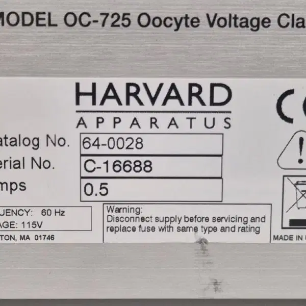 HARVARD WARNER 난모세포 전압 클램프 OC-725C