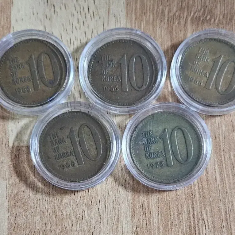 1966년,1968년,1973년 10원 동전.주화