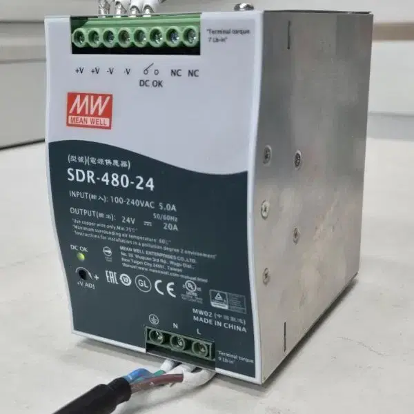 MW SDR-480-24 레일 스위칭 전원 공급장치