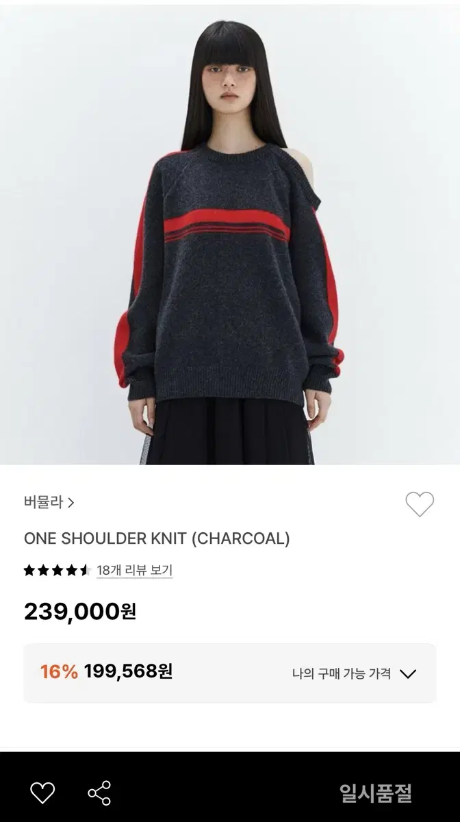 burmula 버뮬라 ONE SHOULDER KNIT (CHARCOAL)