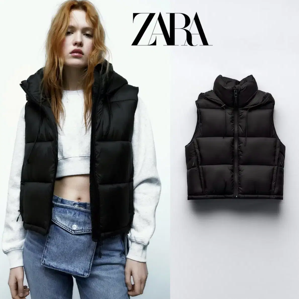 Zara 후드패딩조끼