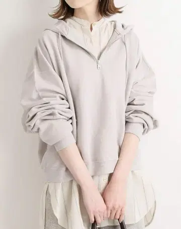 오라리 하프 집업 후드 라이트 그레이