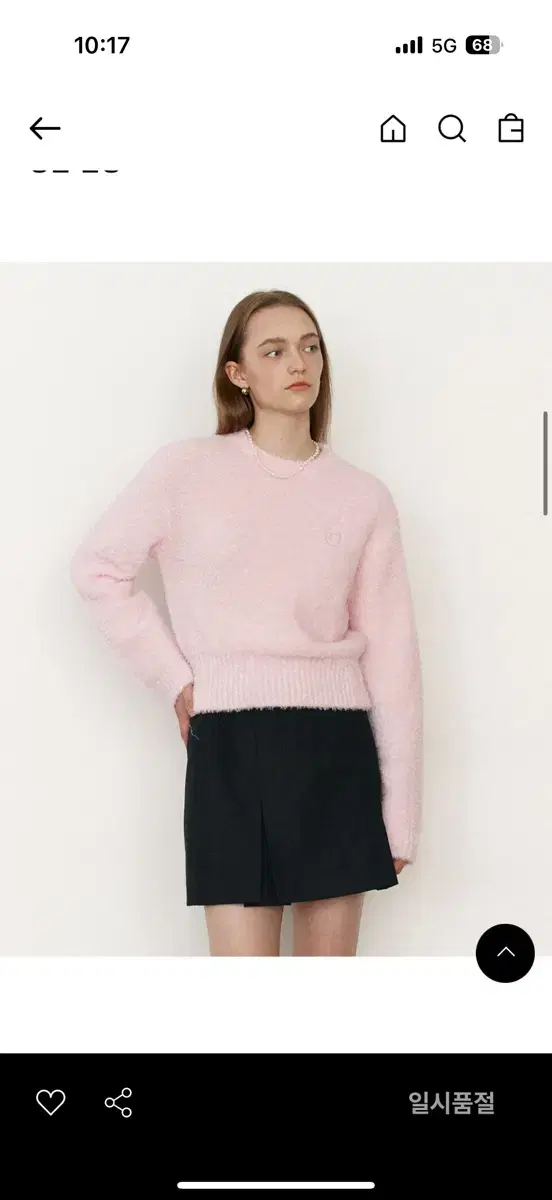 로라로라 CREW NECK CROP KNIT PINK