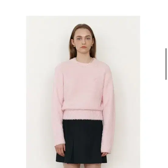 로라로라 CREW NECK CROP KNIT PINK