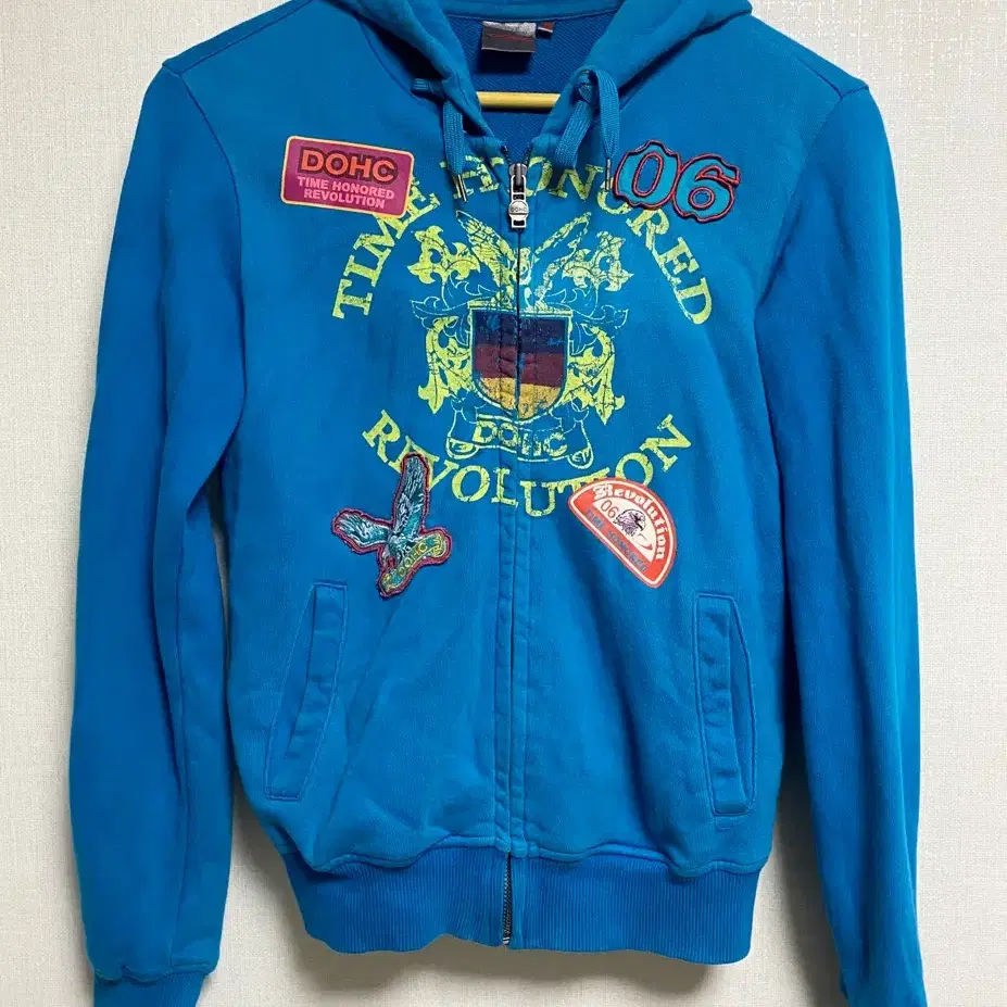 dohc Y2K blue green zip hoody