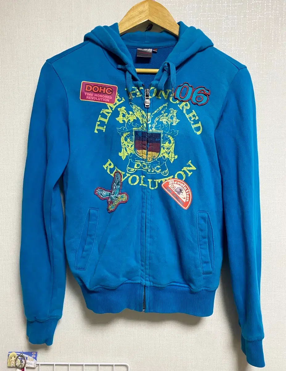 dohc Y2K blue green zip hoody