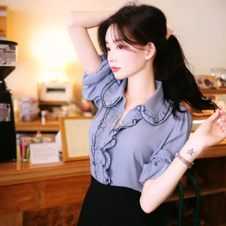 밀크코코아 Lovely collar ribbon blouse