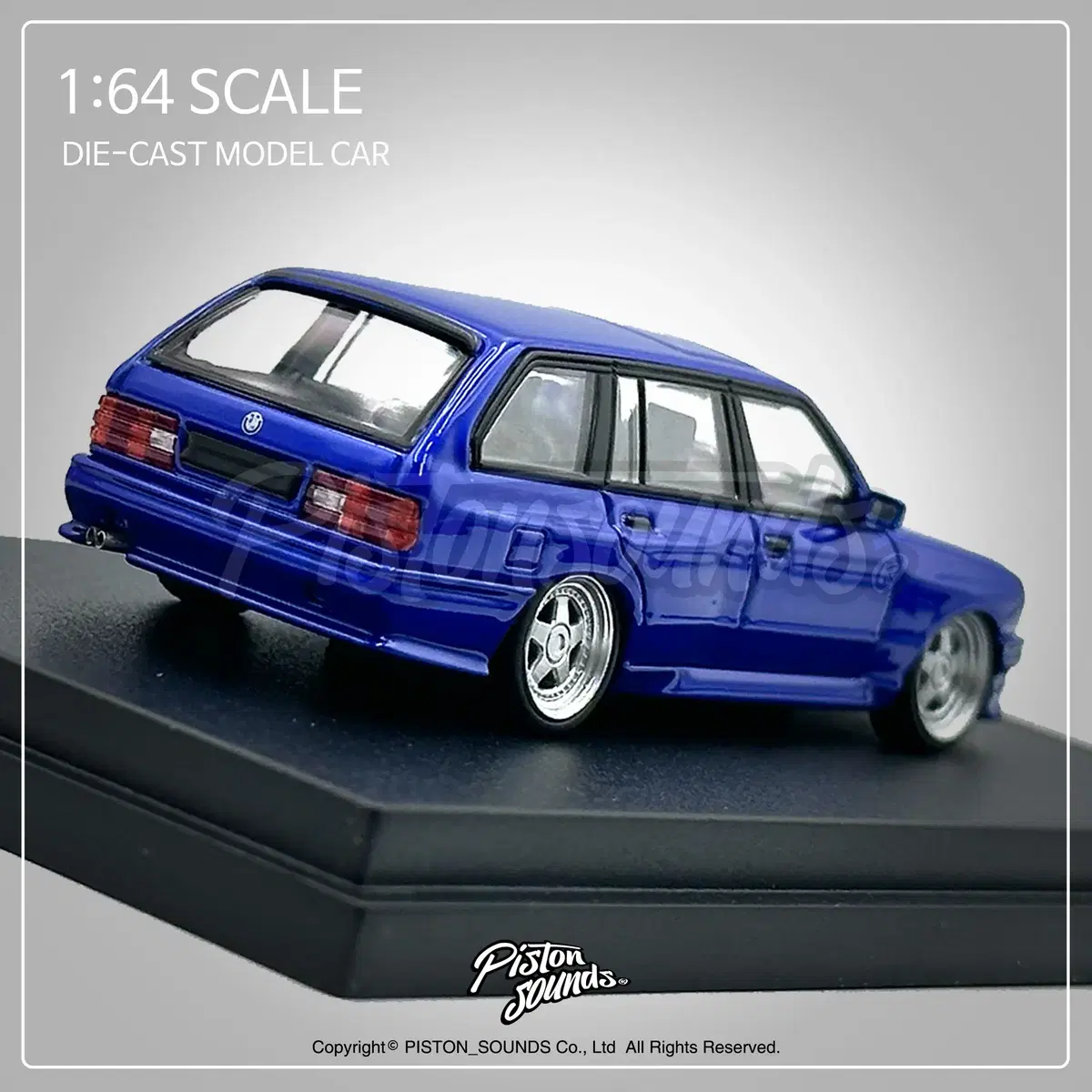 1:64스케일 다이캐스트 BMW E30 투어링 메탈릭블루 보닛오픈 올드카