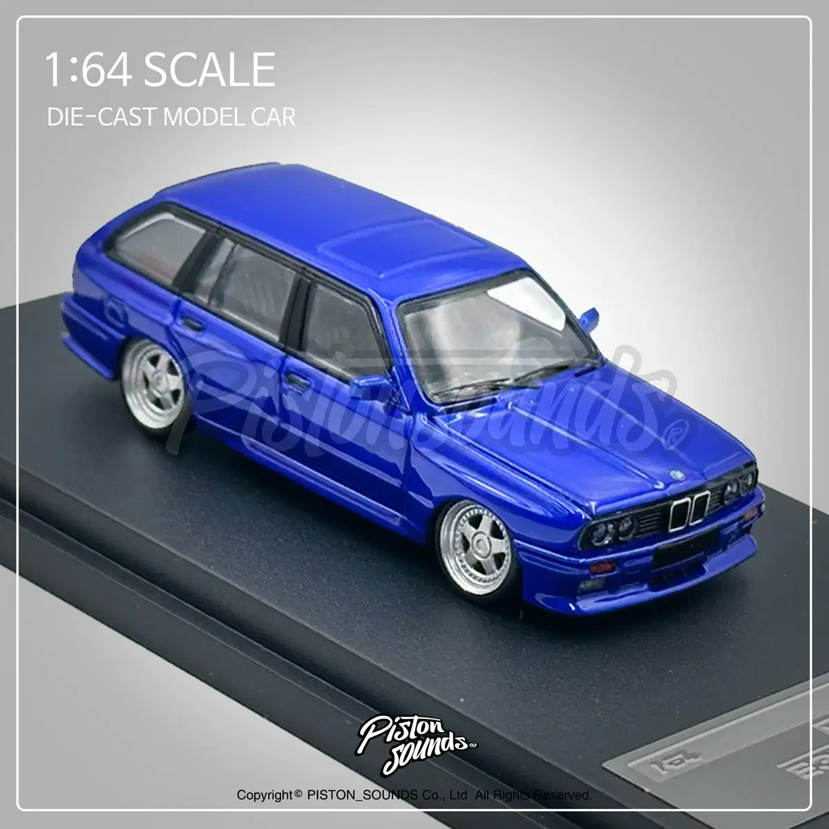 1:64스케일 다이캐스트 BMW E30 투어링 메탈릭블루 보닛오픈 올드카