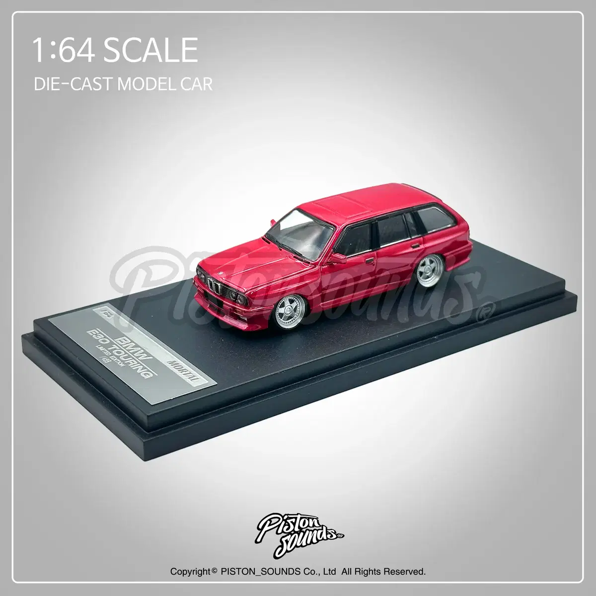 1:64스케일 다이캐스트 BMW E30 투어링 메탈릭레드 보닛오픈 올드카