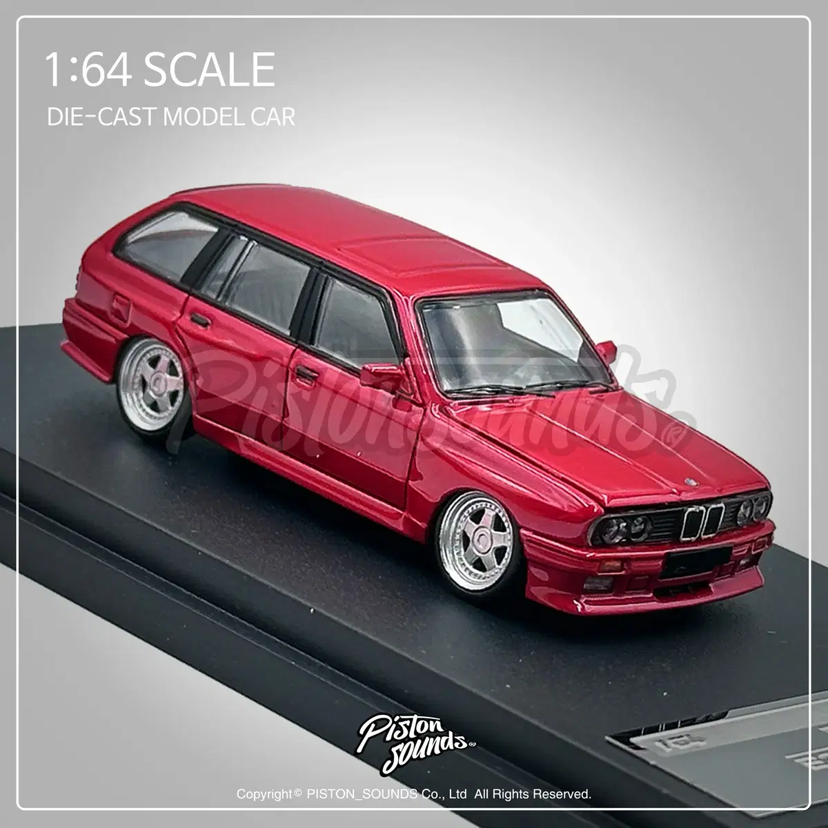 1:64스케일 다이캐스트 BMW E30 투어링 메탈릭레드 보닛오픈 올드카