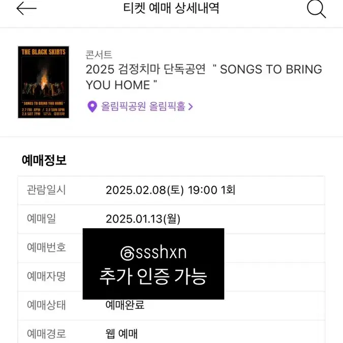 2025 검정치마 콘서트 중콘