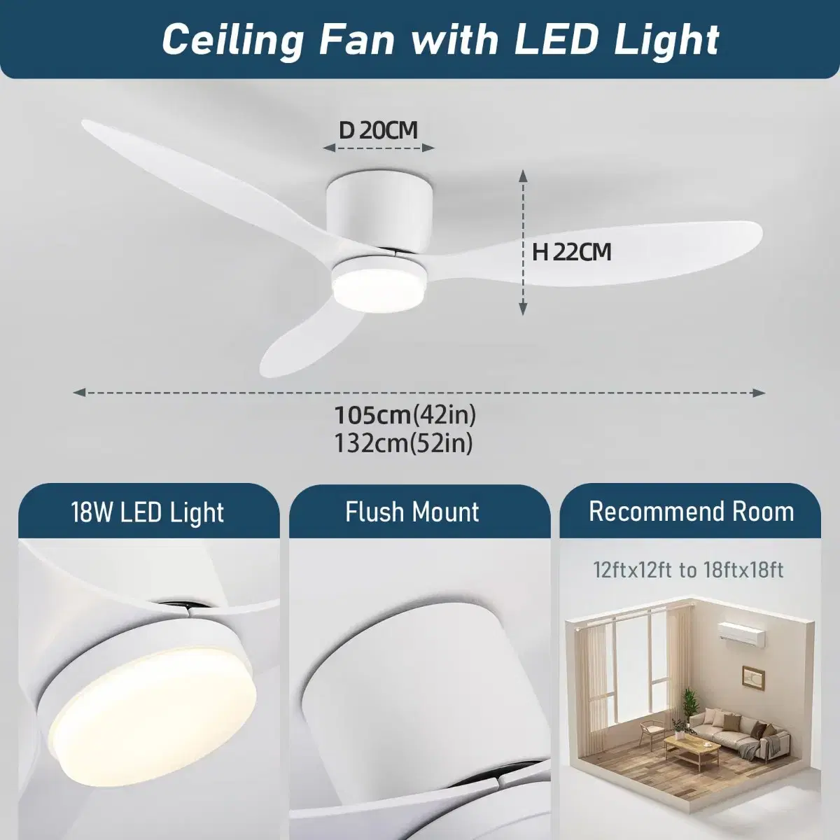 가정 침실 천장 리모컨 LED 조명 선풍기 아파트 집 인테리어