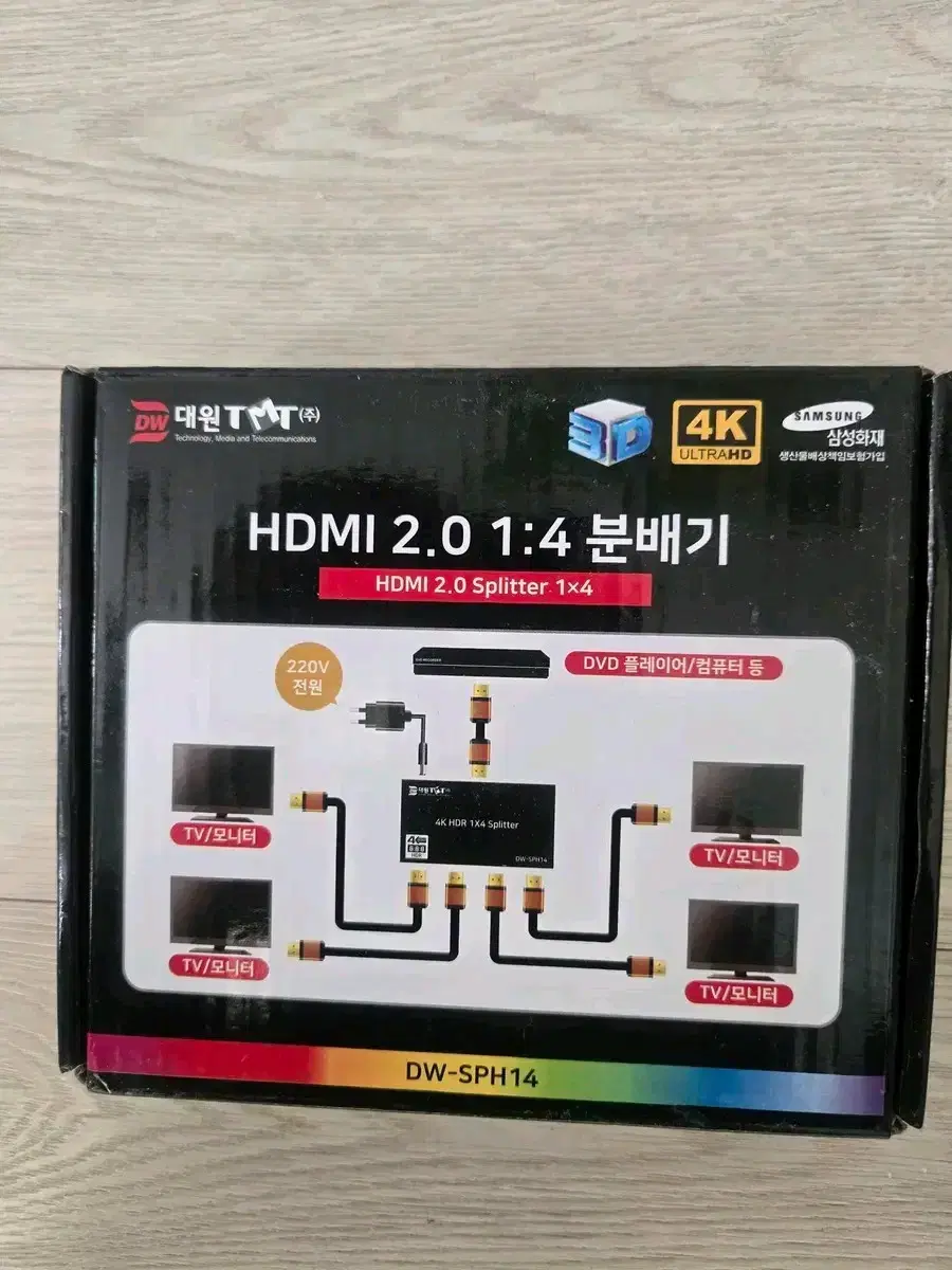 새상품] 대원TMT HDMI 2.0 1:4 모니터 분배기