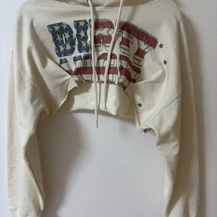 스컬프터 Glitter Flag Crop Hoodie Raw