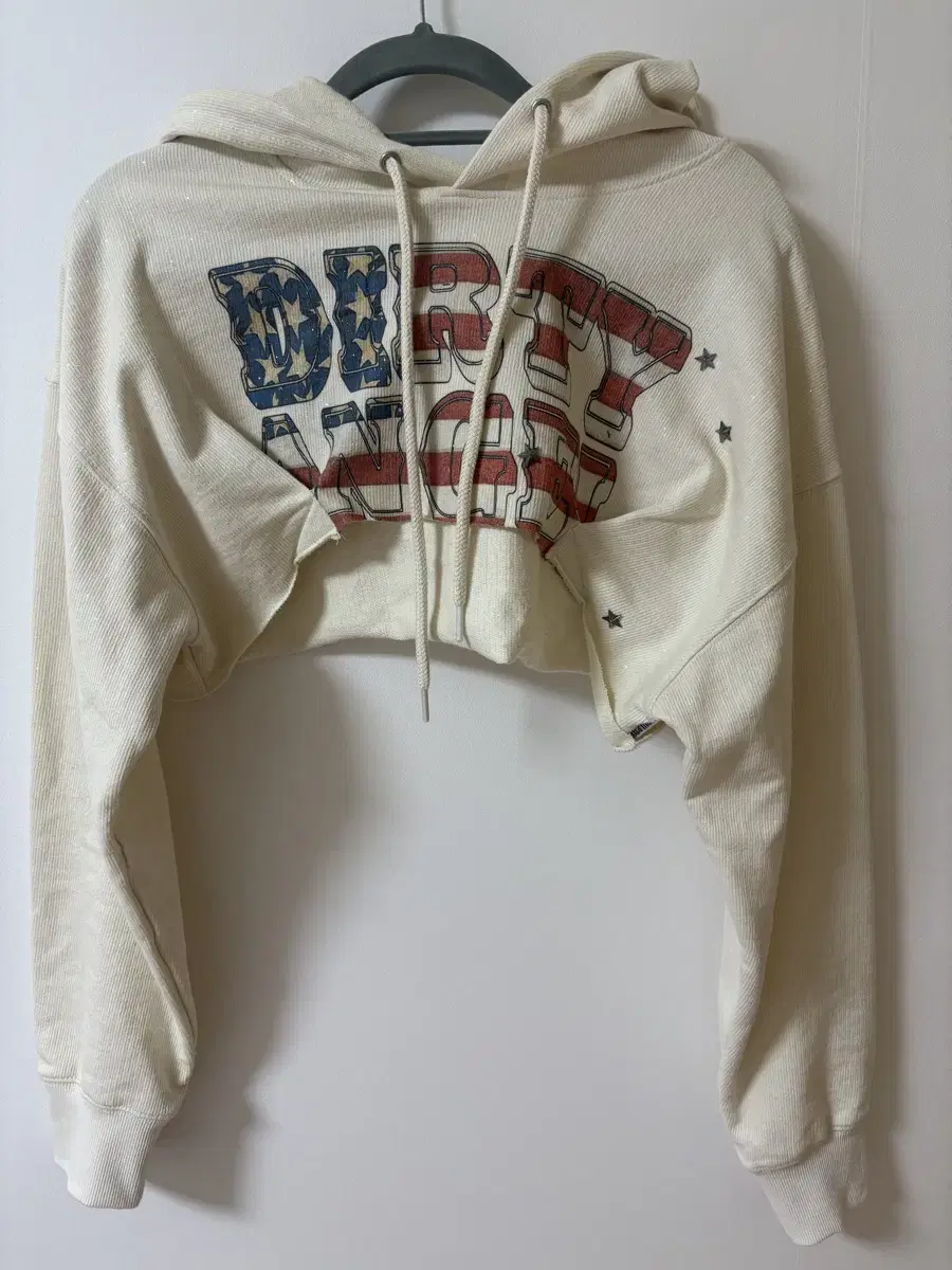 스컬프터 Glitter Flag Crop Hoodie Raw