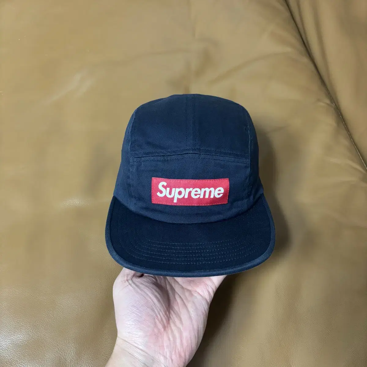 Supreme 슈프림 네이비 레드 박스로고 캠프캡 모자 (Navy)