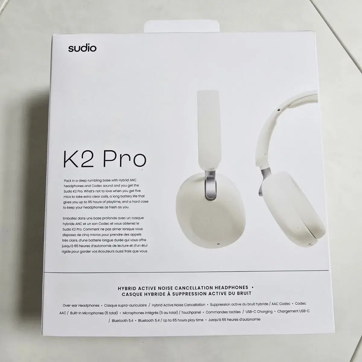 수디오 K2 PRO 화이트 노이즈캔슬링 블루투스 헤드폰 10만원 팝니다