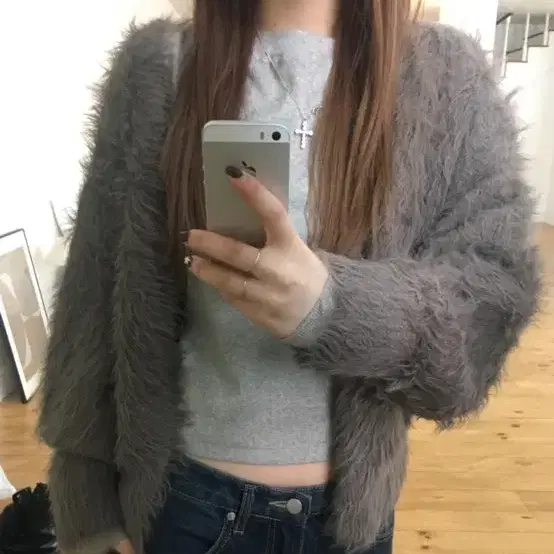 아워캐비넷 berry fur cardigan