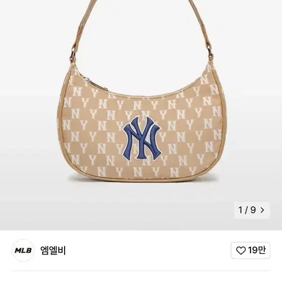 MLB 엠엘비 모노그램 자카드 호보백 NY (D.Beige)