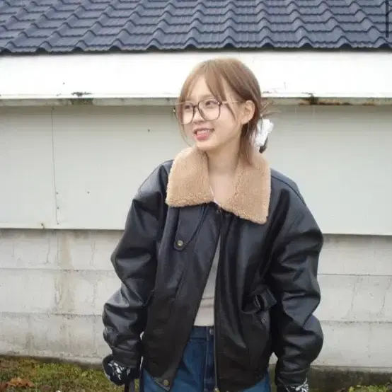 아워캐비넷 pebble leather jacket 블랙