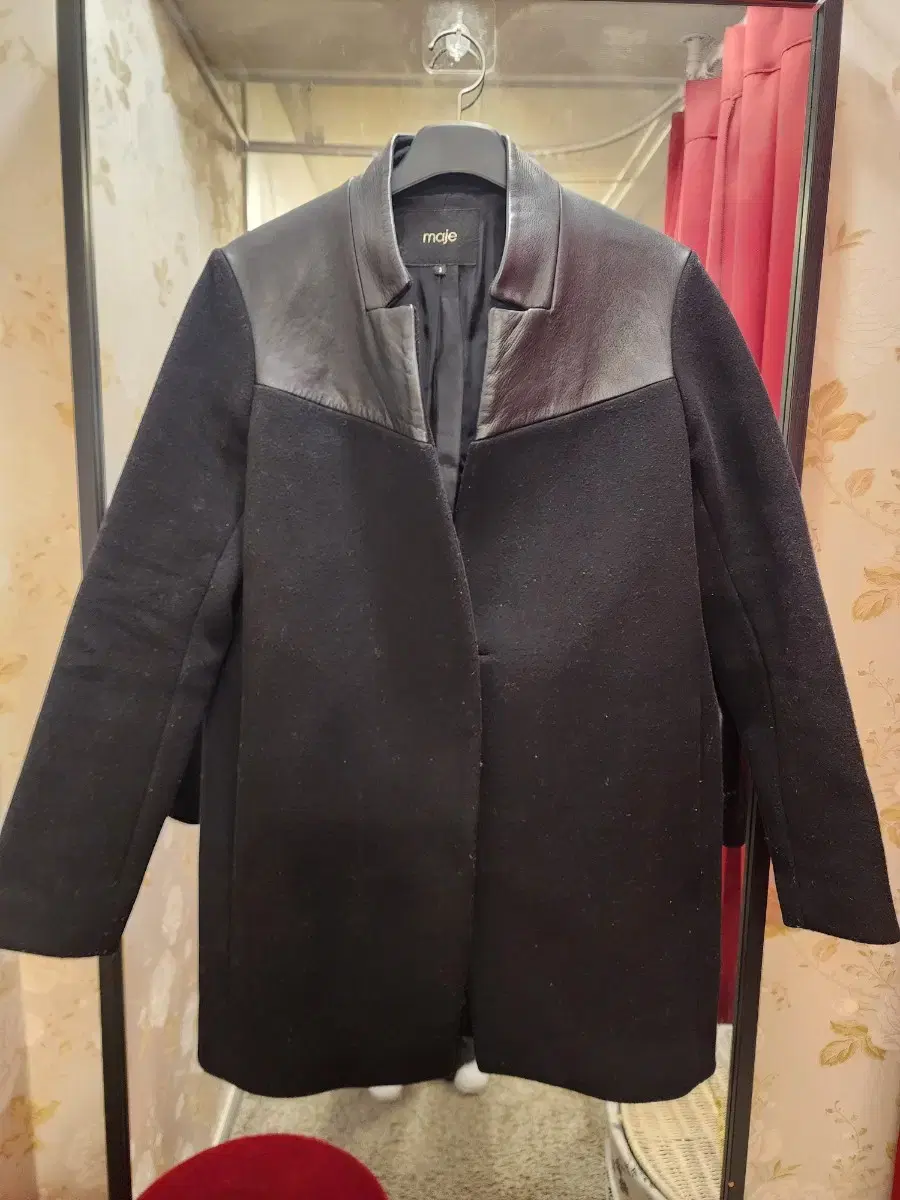 2/8 (Genuine) MAJU Cowhide Color-Blocked Wool Coat 66