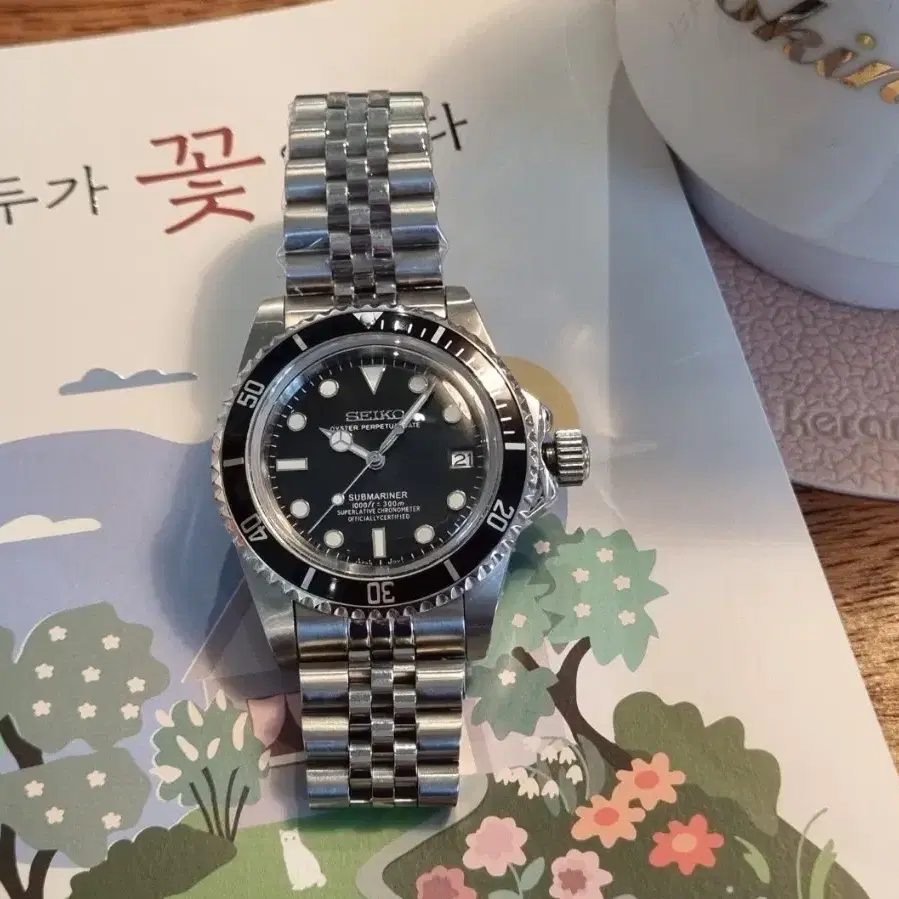 세이코 커스텀 빈티지 서브마리너 39mm 오토매틱 시계