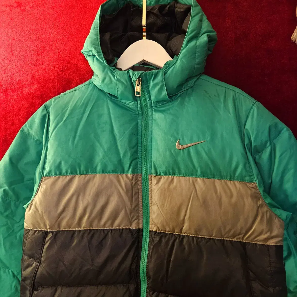 나이키(Nike) 00's 덕다운 컬러블럭 그린 후디 패딩 L size