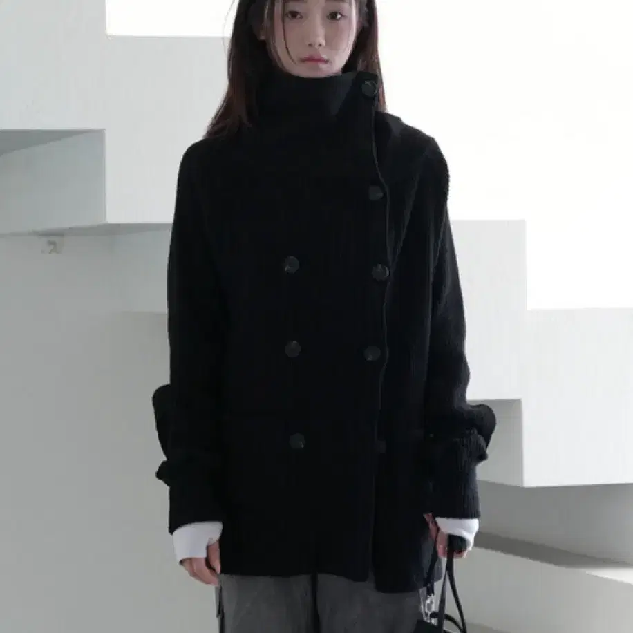 인앤양인하모니 Double button Cardigan, Black