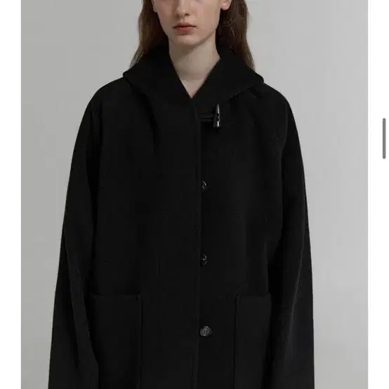 klean claude hooded half coat black