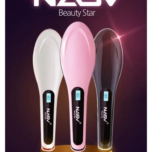 NASV 브러쉬타입 헤어스타일러 고데기 BEAUTY STAR 핑크