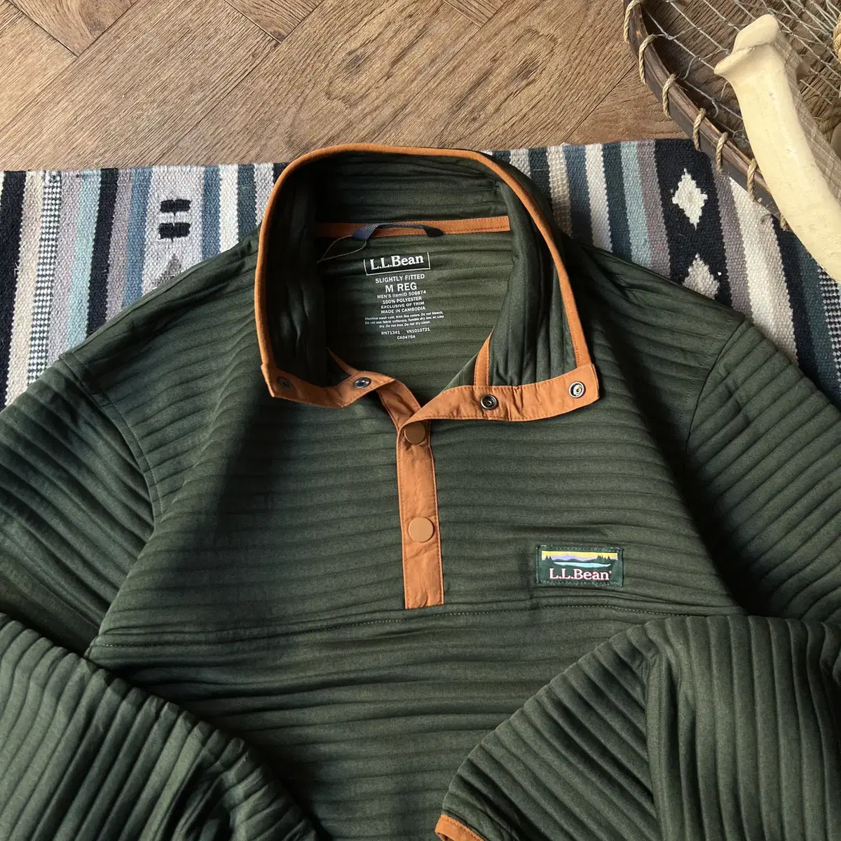 [M]L.L.Bean USA 엘엘빈 스냅 버튼 아노락 티셔츠